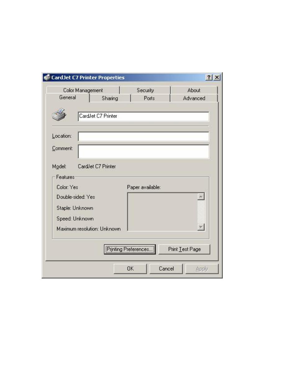 Reviewing the printer properties window -25, Reviewing the printer properties window | FARGO electronic L000286 User Manual | Page 34 / 215