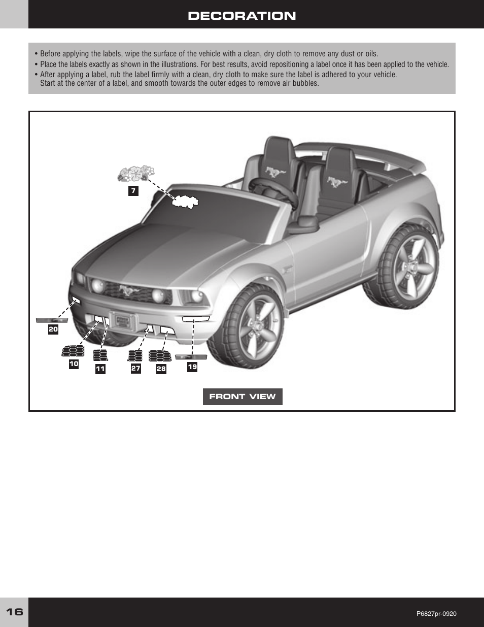 Decoration | Fisher-Price MUSTANG P6827 User Manual | Page 16 / 28