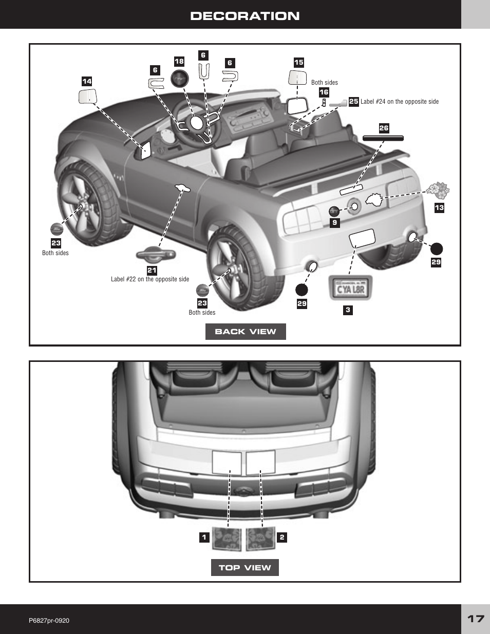 Decoration | Fisher-Price MUSTANG P6827 User Manual | Page 17 / 28
