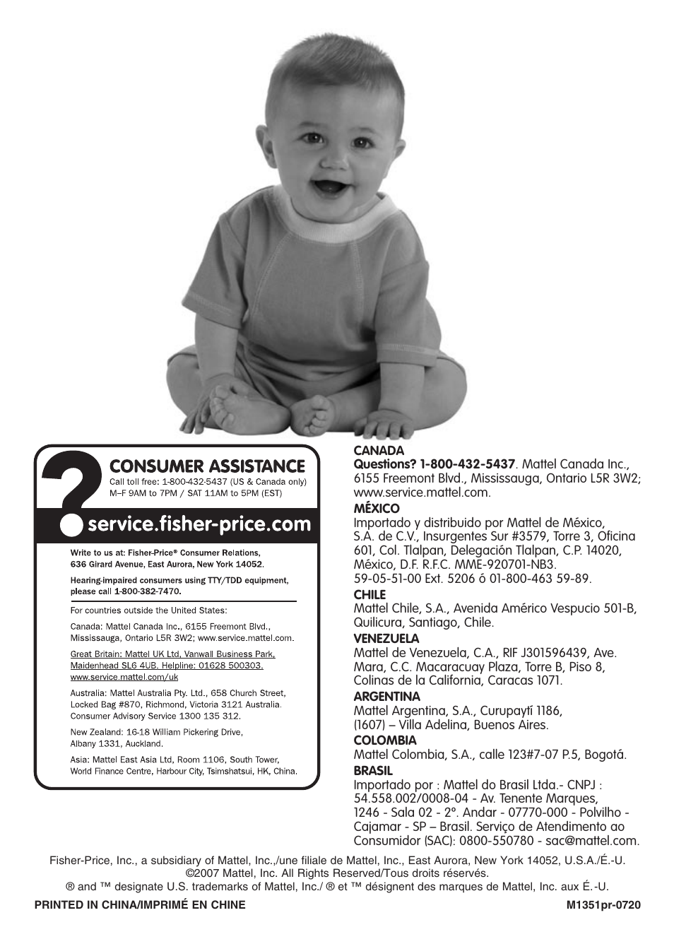 Fisher-Price FALL HAZARD M1351 User Manual | Page 40 / 40