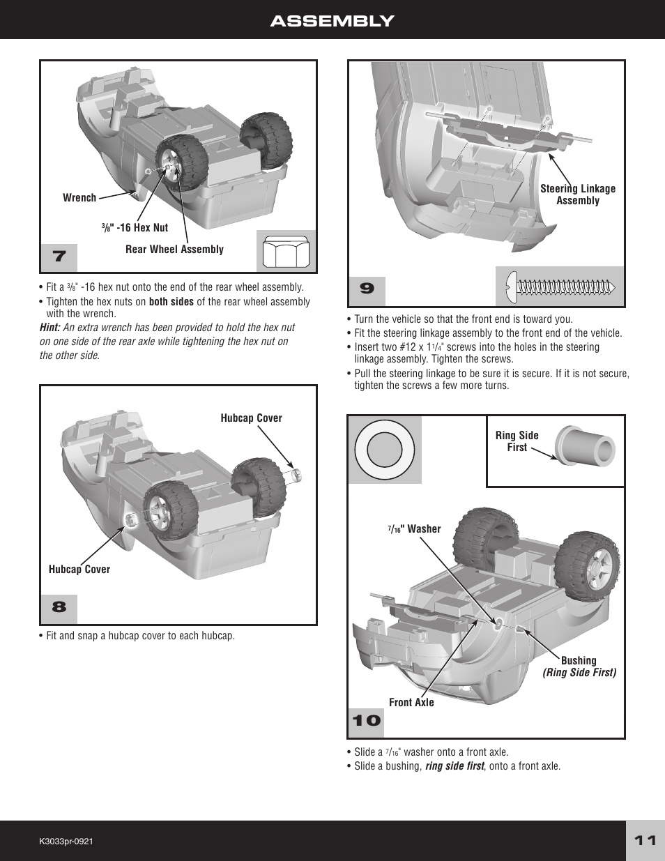 Assembly 7 8 | Fisher-Price POWER WHEELS F-150 User Manual | Page 11 / 28