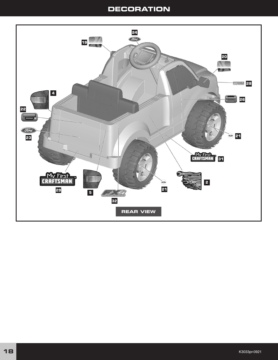 Decoration | Fisher-Price POWER WHEELS F-150 User Manual | Page 18 / 28
