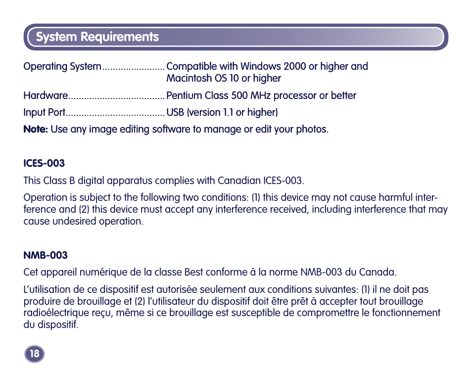 System requirements | Fisher-Price Digital Camera User Manual | Page 18 / 24
