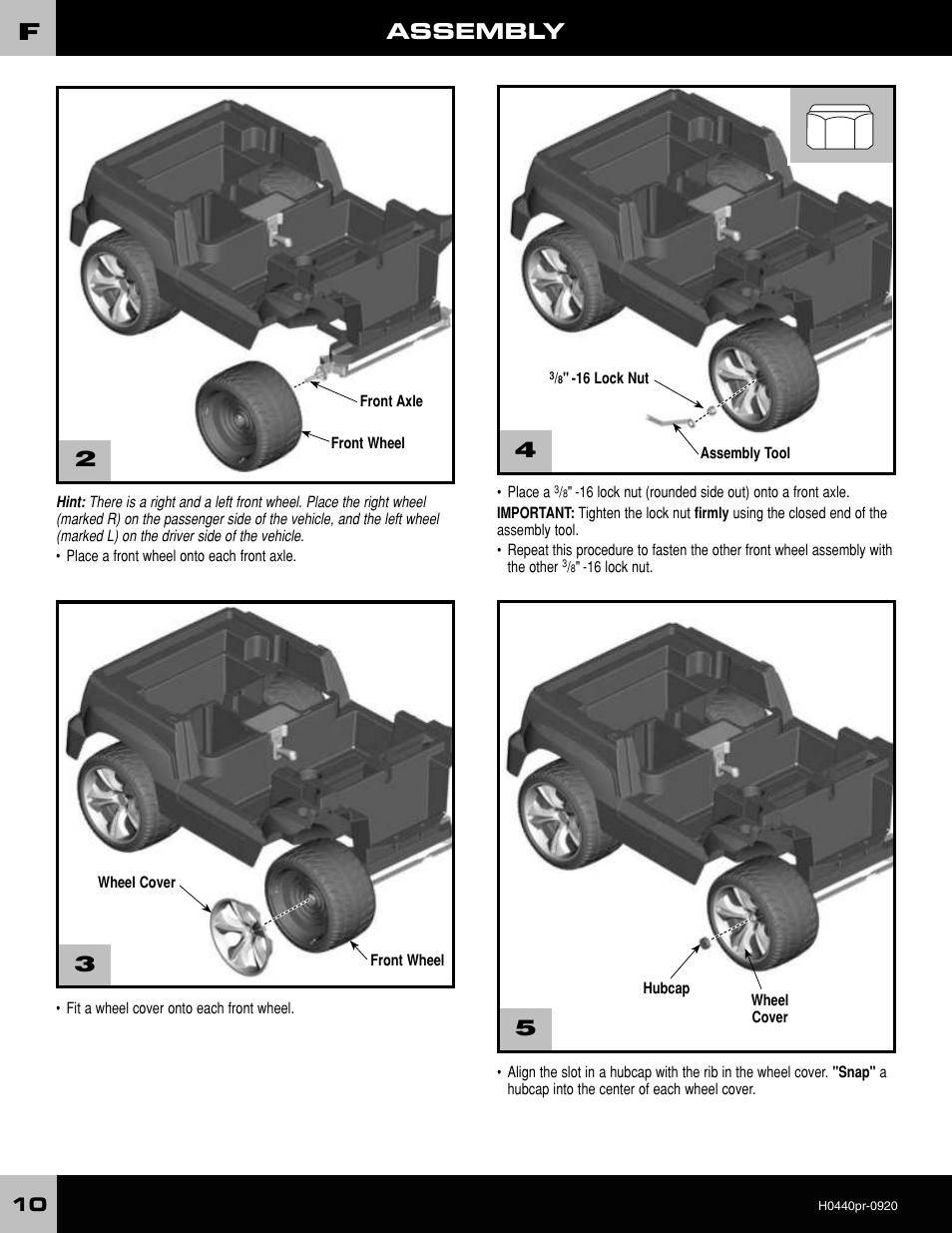 Assembly | Fisher-Price POWER WHEELS H0440 User Manual | Page 10 / 36