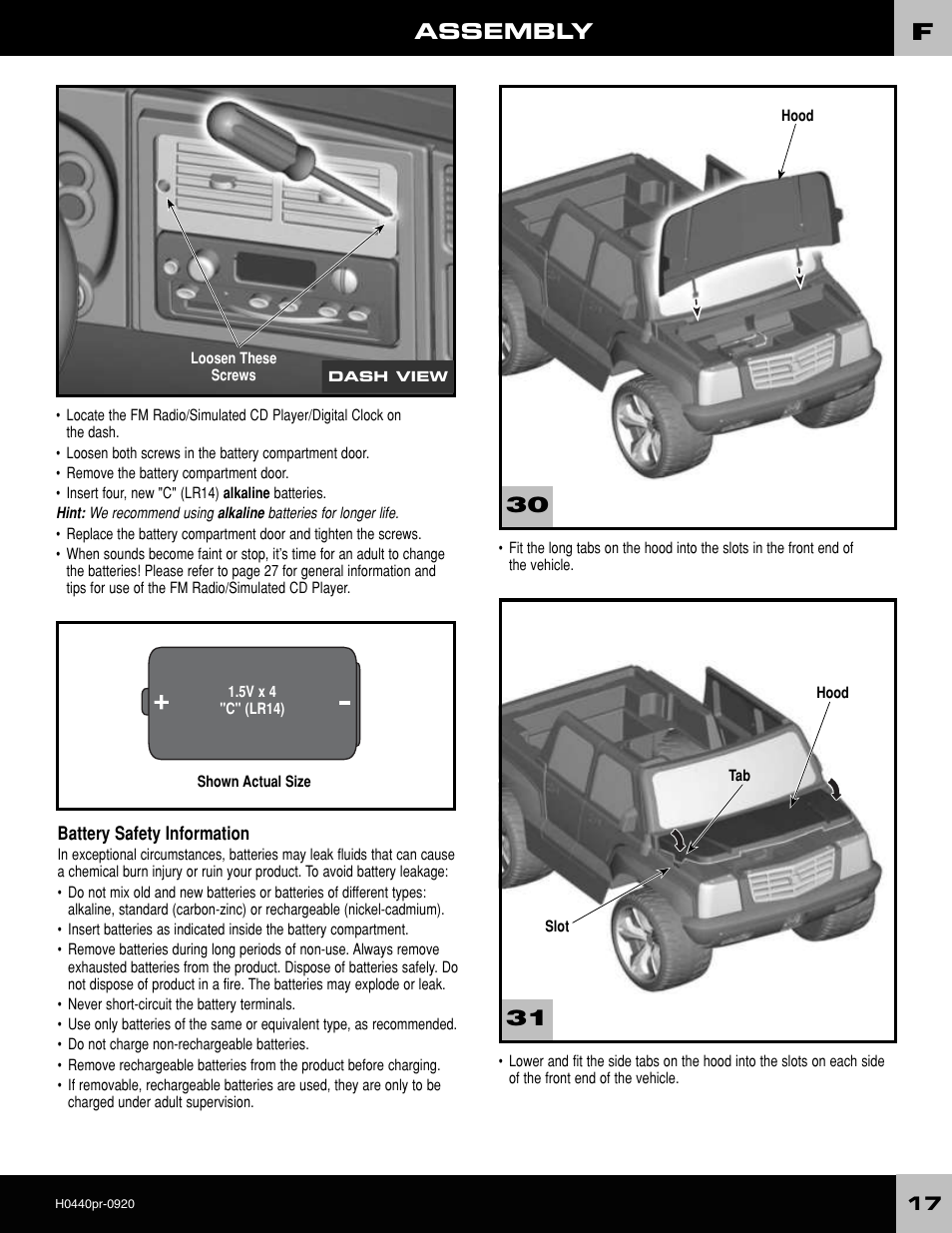 Assembly | Fisher-Price POWER WHEELS H0440 User Manual | Page 17 / 36