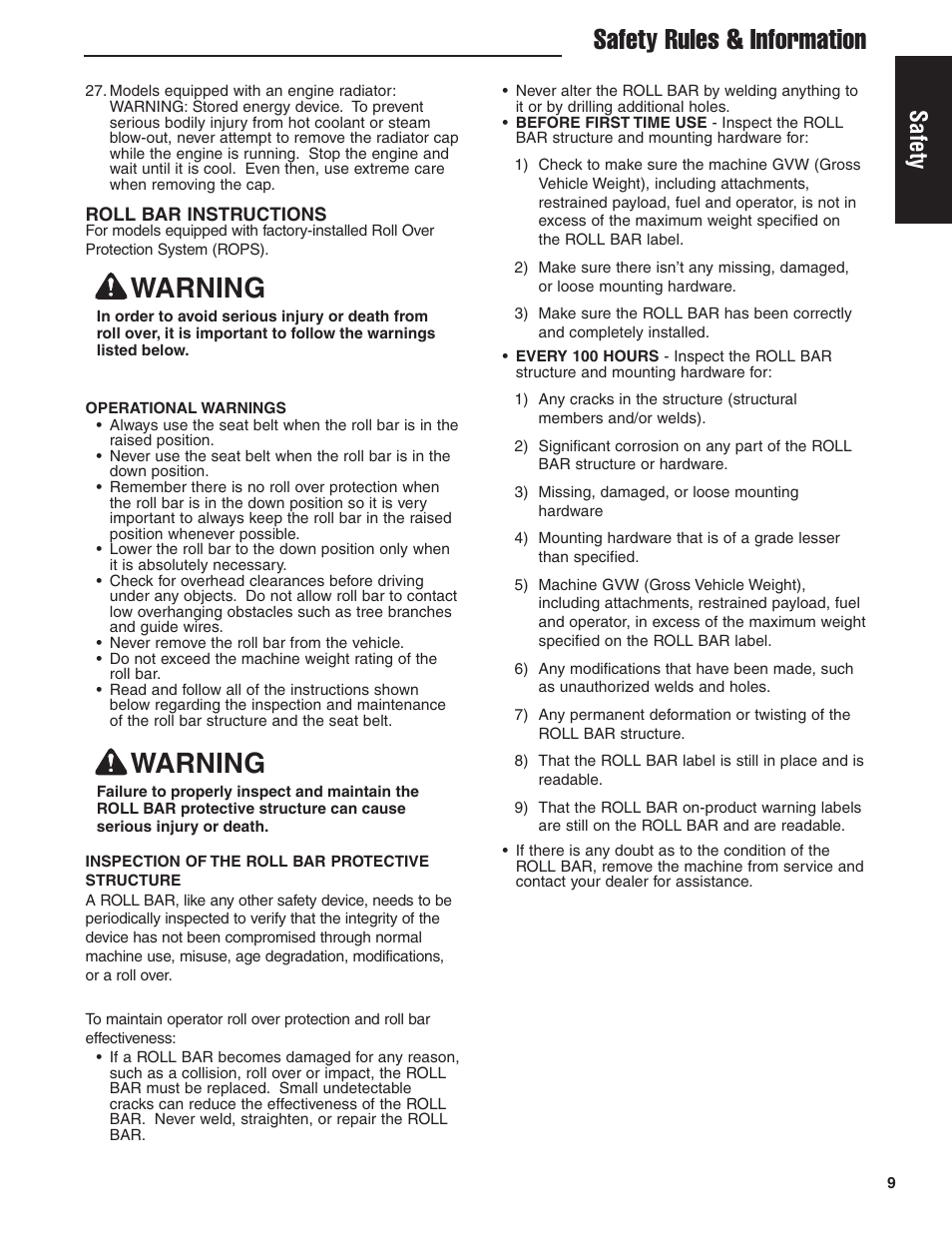 Safety rules & information, Warning, Safety | Ferris Industries 5901180 User Manual | Page 11 / 57