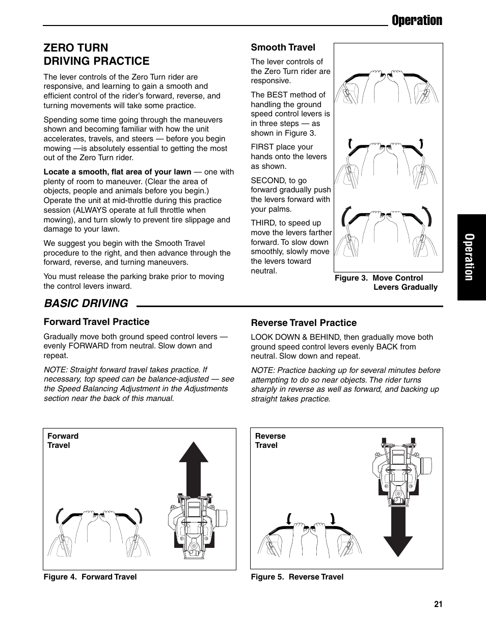 Operation, Basic driving, Zero turn driving practice | Ferris Industries 5901180 User Manual | Page 23 / 57
