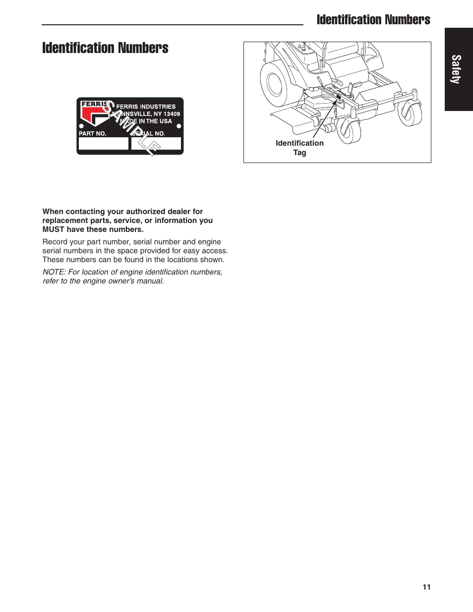 Identification numbers | Ferris Industries 5900619 User Manual | Page 13 / 52