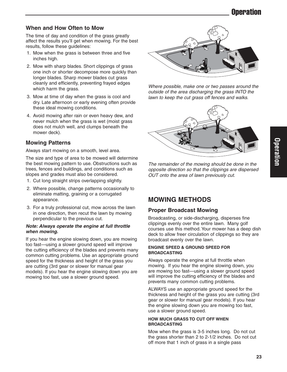 Operation, Mowing methods | Ferris Industries 5900619 User Manual | Page 25 / 52