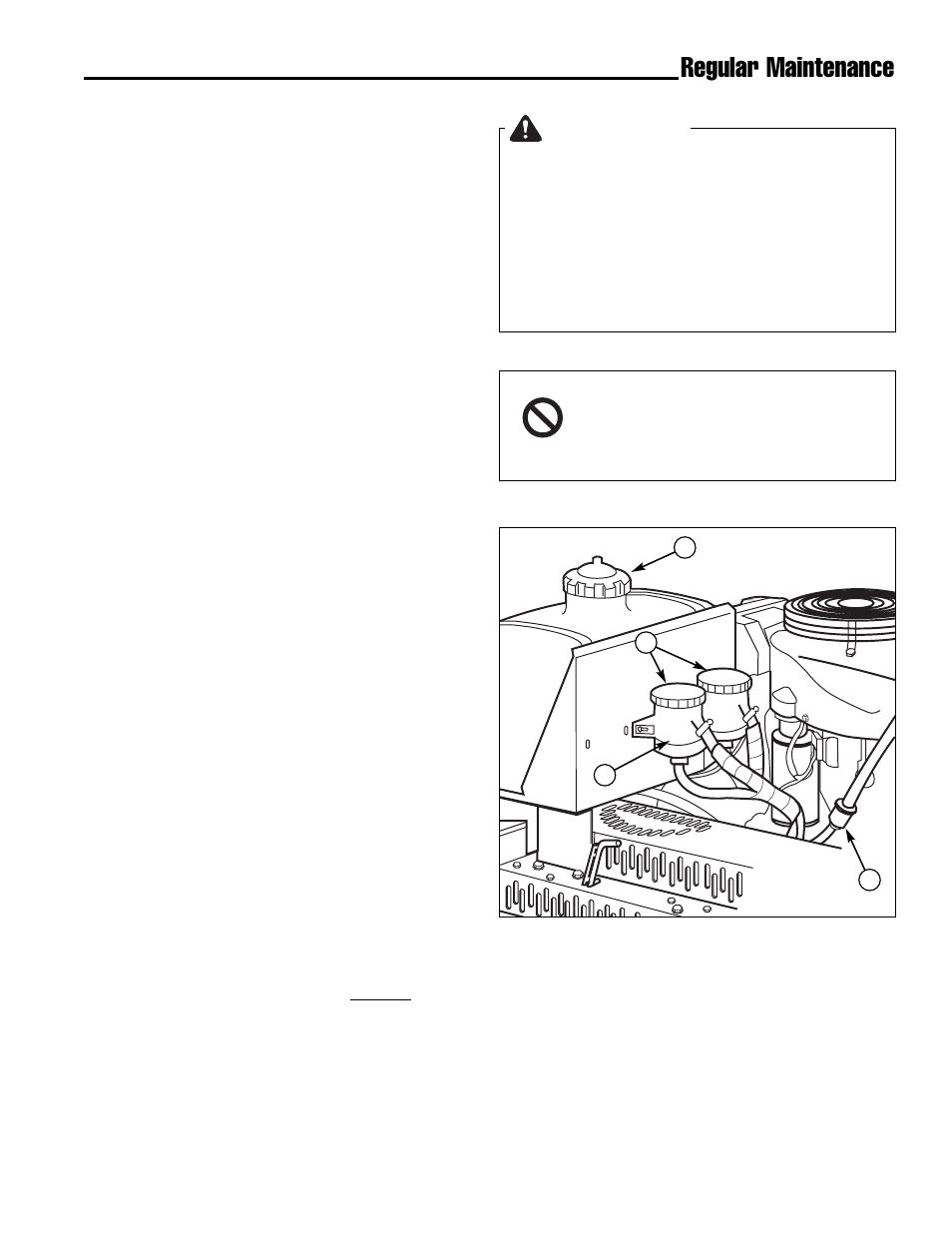 Regular maintenance warning, Checking / adding fuel, Fuel filter | Oil & filter change, Check / change air filter, Replace spark plug, Check hydraulic oil level | Ferris Industries Hydrowalk Series DDSKAV23CE User Manual | Page 17 / 43