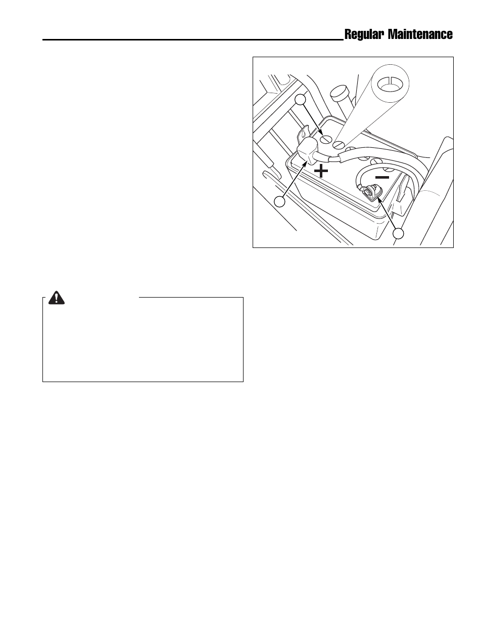 Regular maintenance, Warning, Battery maintenance | Ferris Industries Hydrowalk Series DDSKAV23CE User Manual | Page 19 / 43