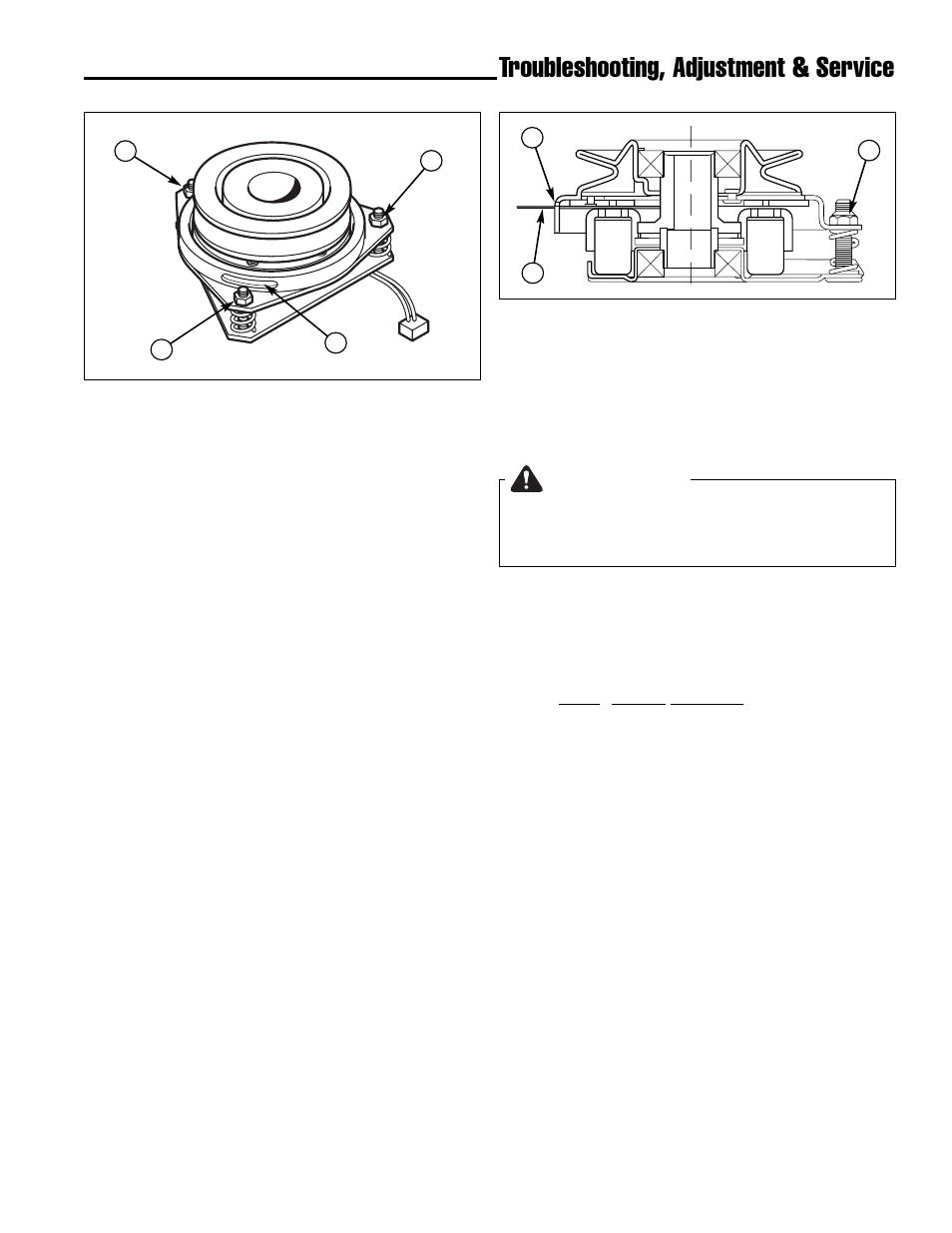 Troubleshooting, adjustment & service warning, Pto clutch adjustment | Ferris Industries Hydrowalk Series DDSKAV23CE User Manual | Page 31 / 43