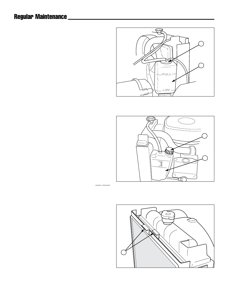 Regular maintenance, Check antifreeze level, Change antifreeze | Clean radiator screens, Check warning lights and buzzer | Ferris Industries IS4000Z/KAV27 User Manual | Page 18 / 46