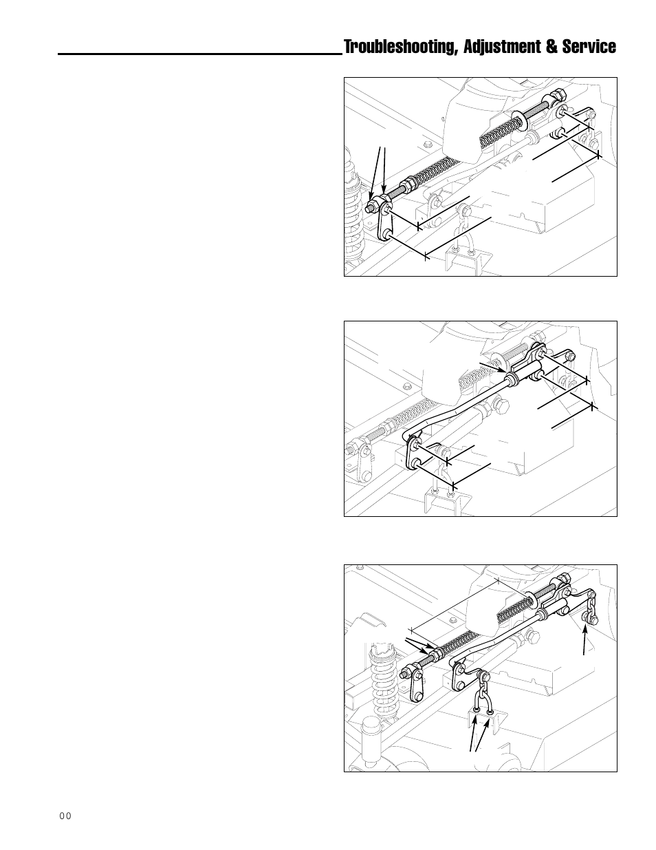 Troubleshooting, adjustment & service, Deck leveling adjustment | Ferris Industries IS1000ZKAV21/48 User Manual | Page 31 / 43
