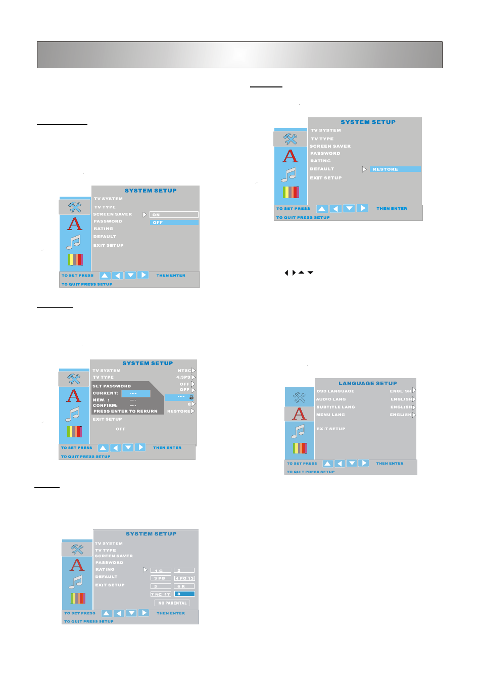 Basic setup(continued), Language setup | Ferris Industries SKU 319618 User Manual | Page 12 / 23