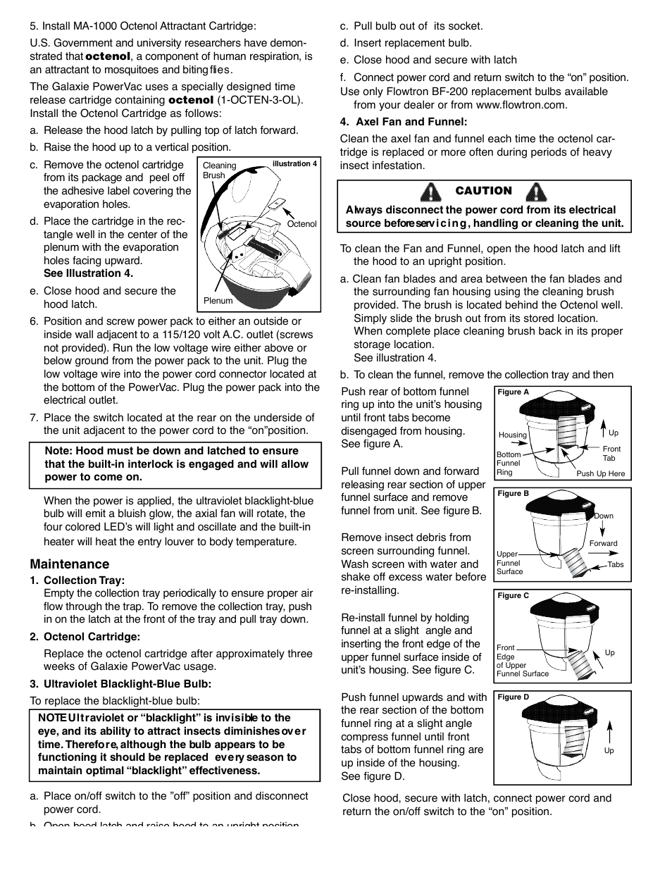 Maintenance | Flowtron Outdoor Products Galaxie PV-440 User Manual | Page 3 / 4