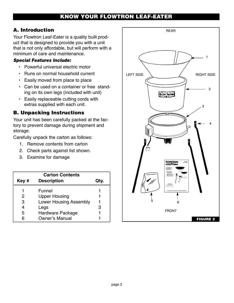 Know your flowtron leaf-eater | Flowtron Outdoor Products LE-800B User Manual | Page 3 / 12