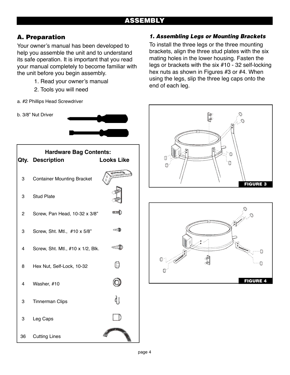 Assembly, A. preparation | Flowtron Outdoor Products LE-800B User Manual | Page 4 / 12