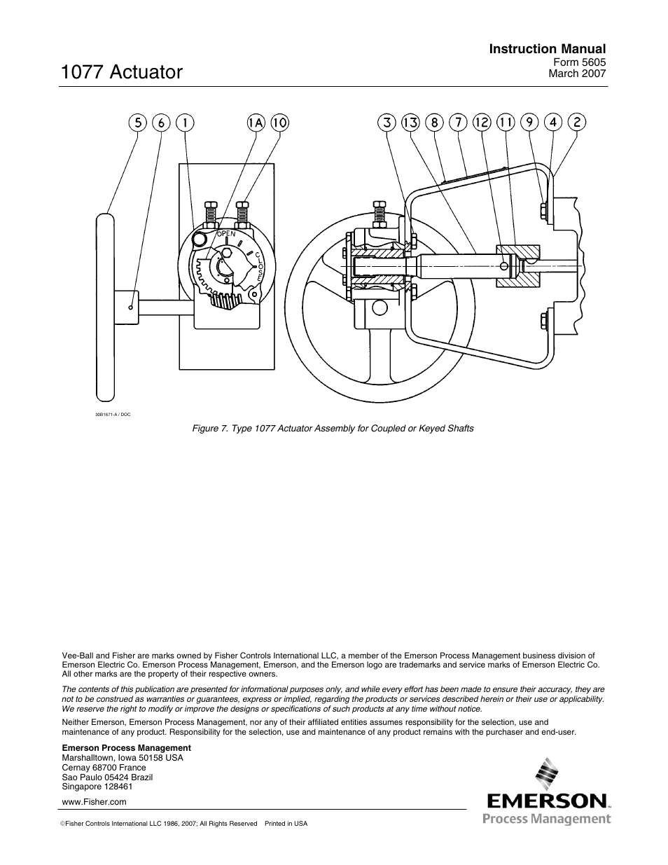 1077 actuator, Instruction manual | Fisher 1077 User Manual | Page 12 / 12