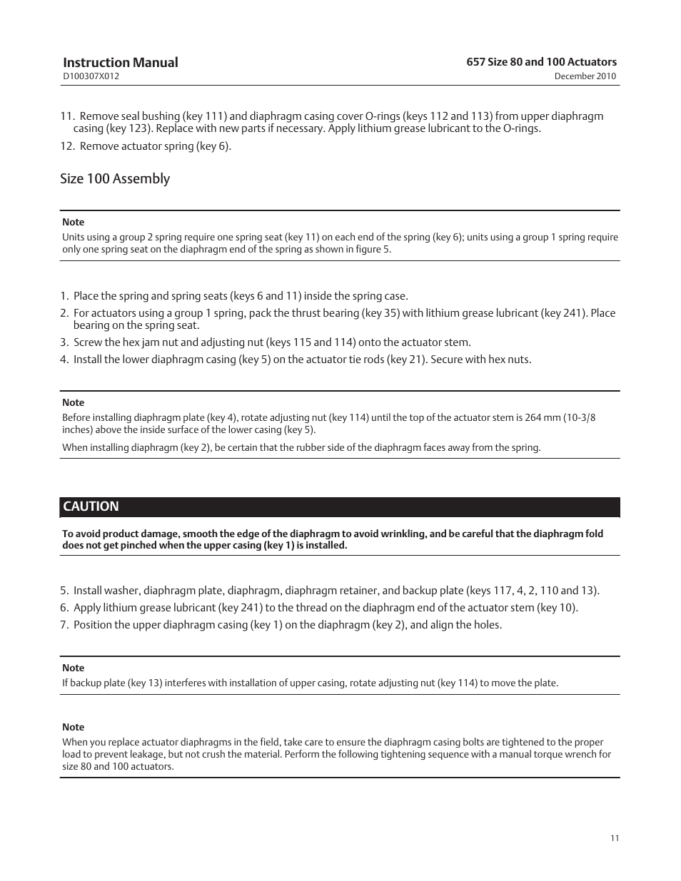 Size 100 assembly | Fisher 657 User Manual | Page 11 / 24