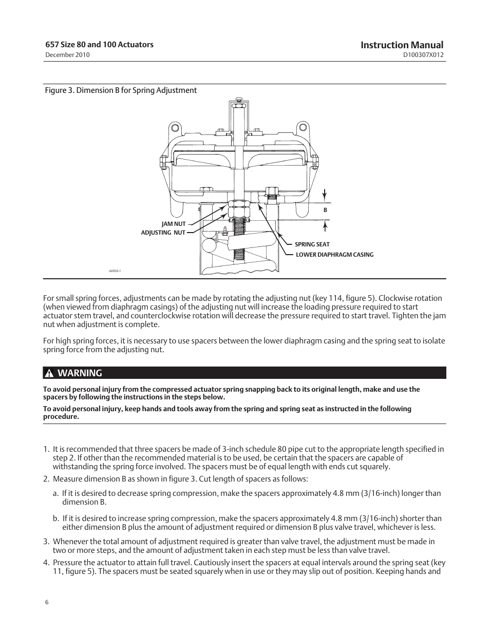 Instruction manual, Warning | Fisher 657 User Manual | Page 6 / 24