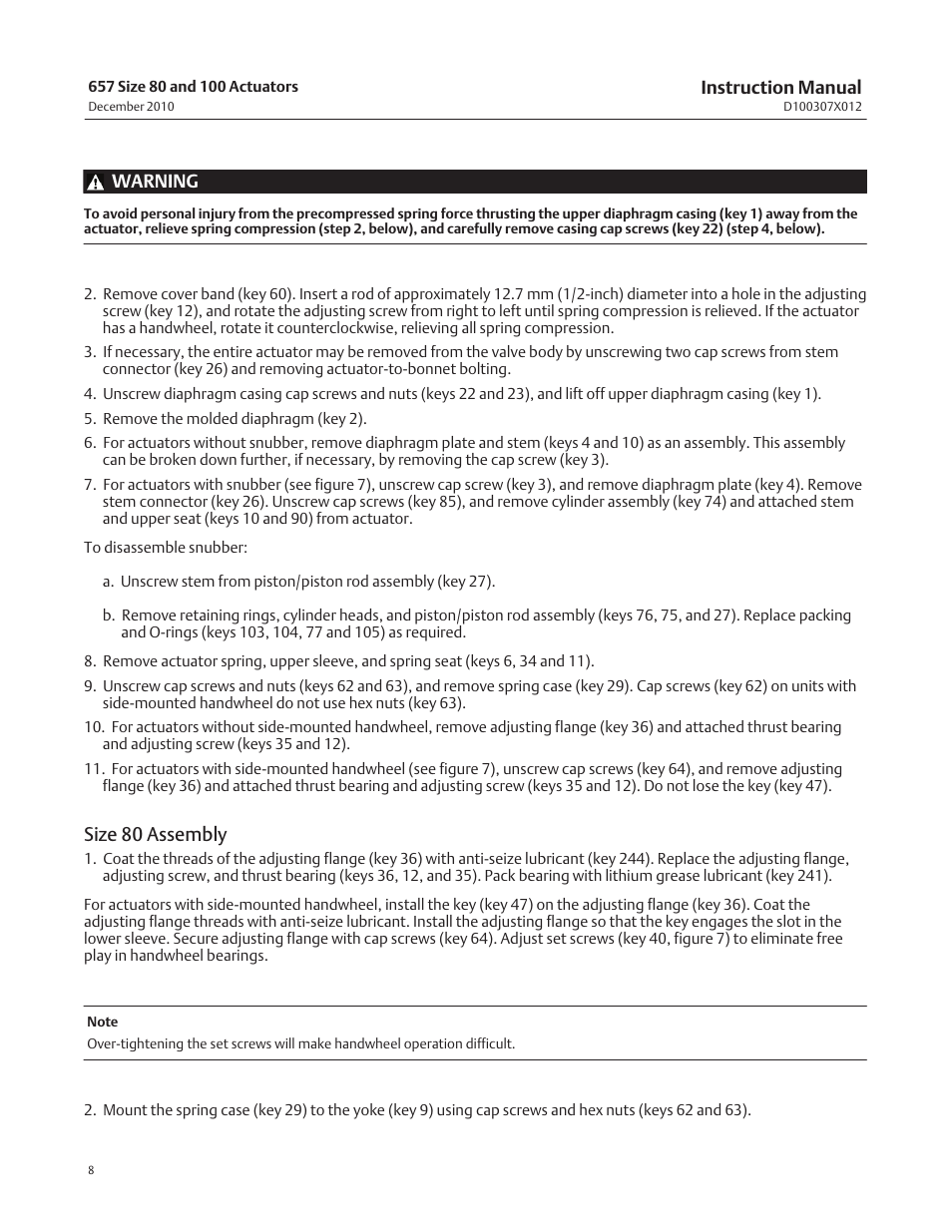 Size 80 assembly | Fisher 657 User Manual | Page 8 / 24