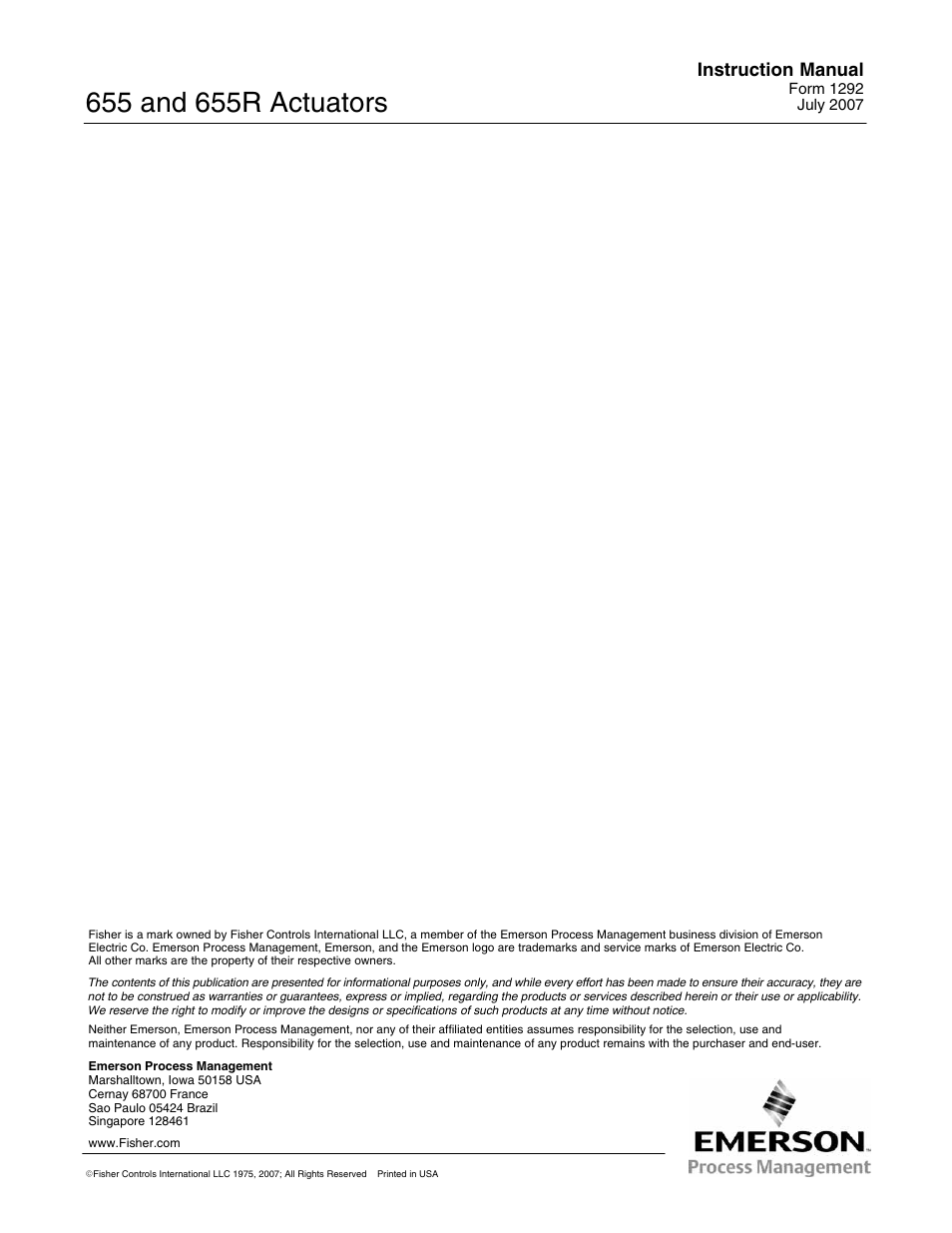 Instruction manual | Fisher 655 User Manual | Page 16 / 16
