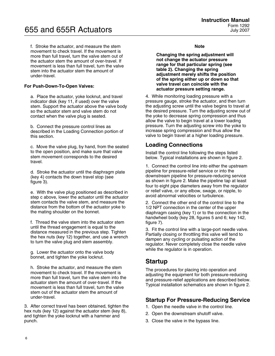 Startup | Fisher 655 User Manual | Page 6 / 16