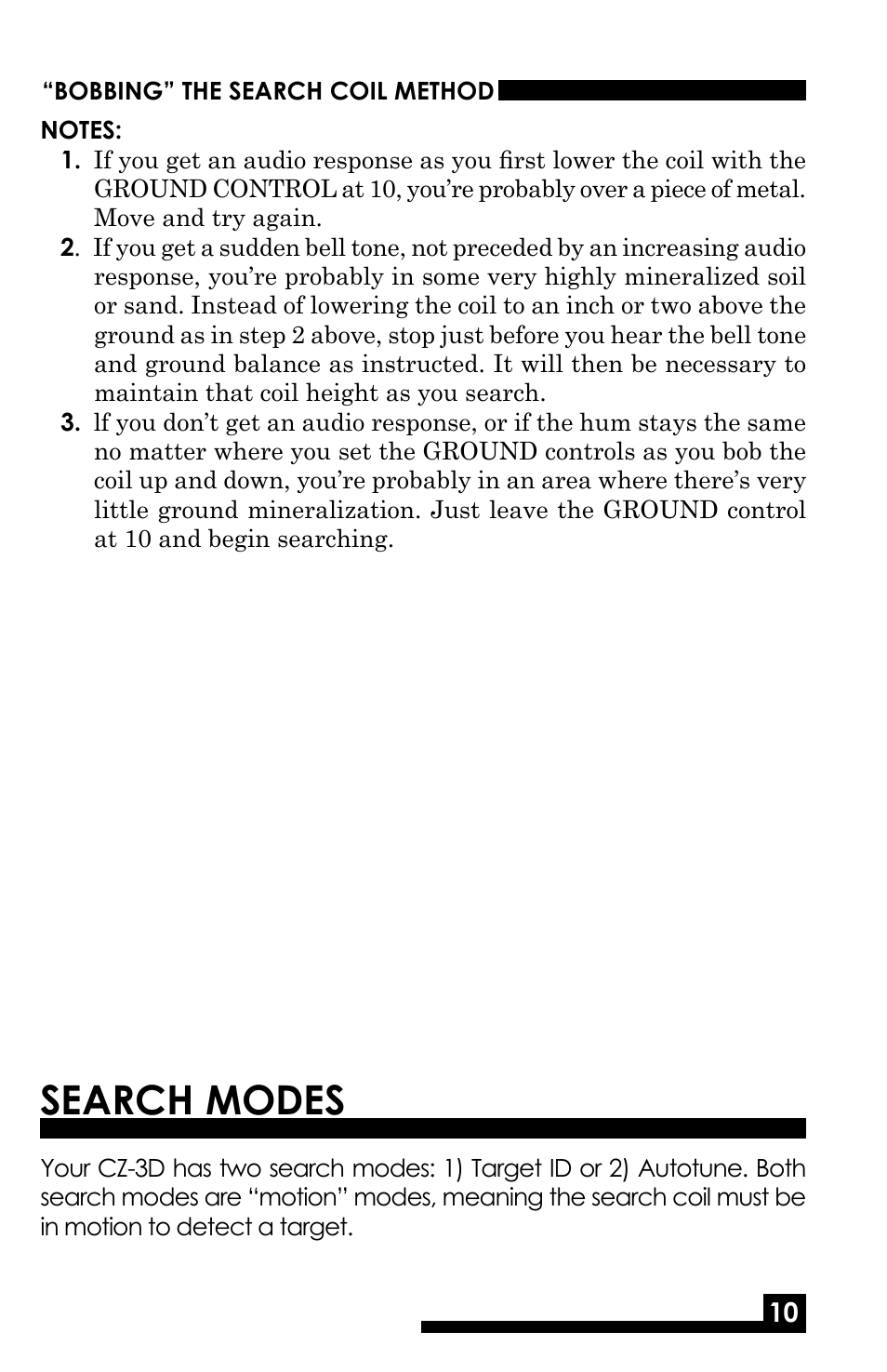 Search modes | Fisher M-SCOPE CZ-3D User Manual | Page 12 / 32