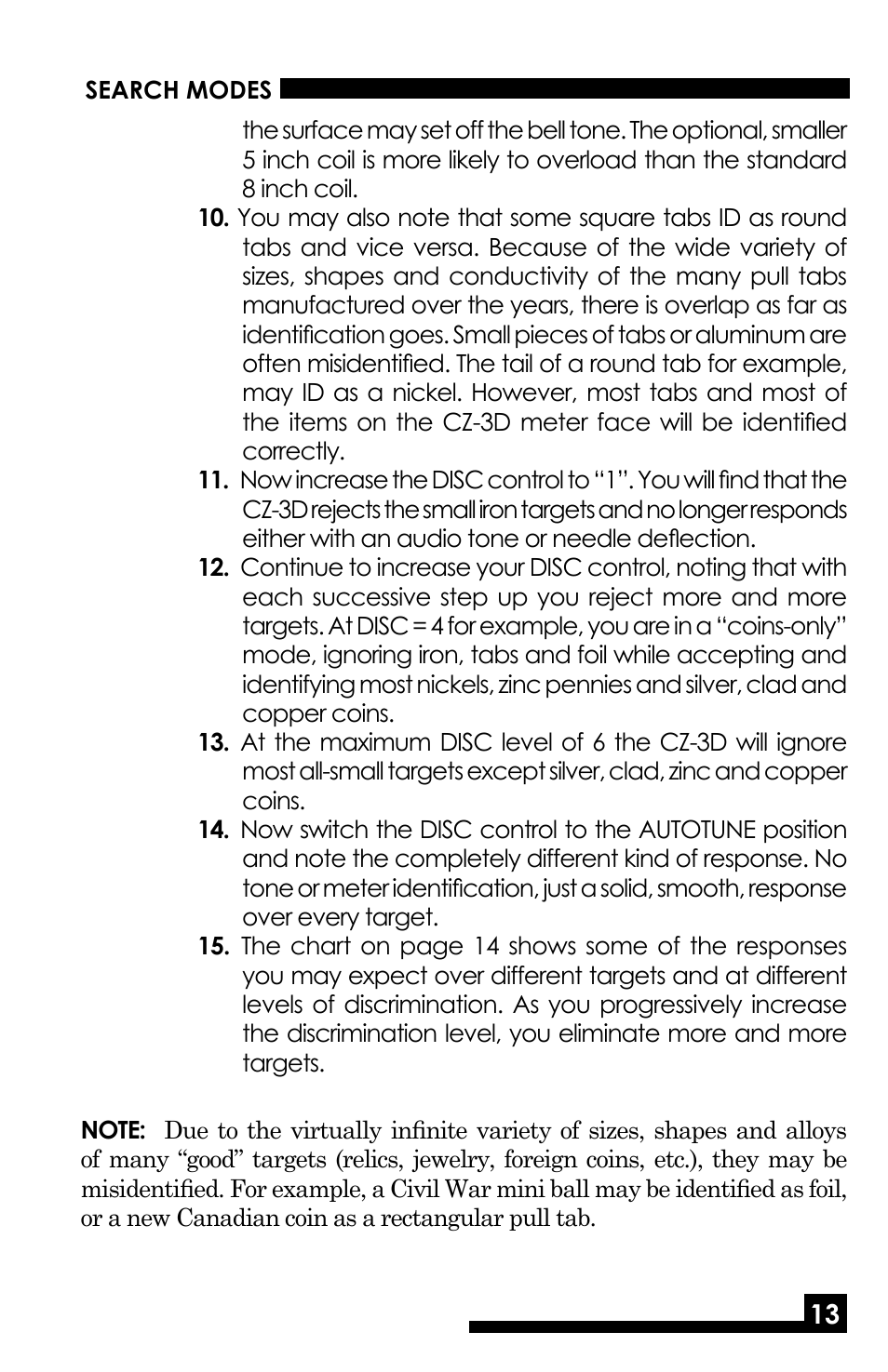 Fisher M-SCOPE CZ-3D User Manual | Page 15 / 32