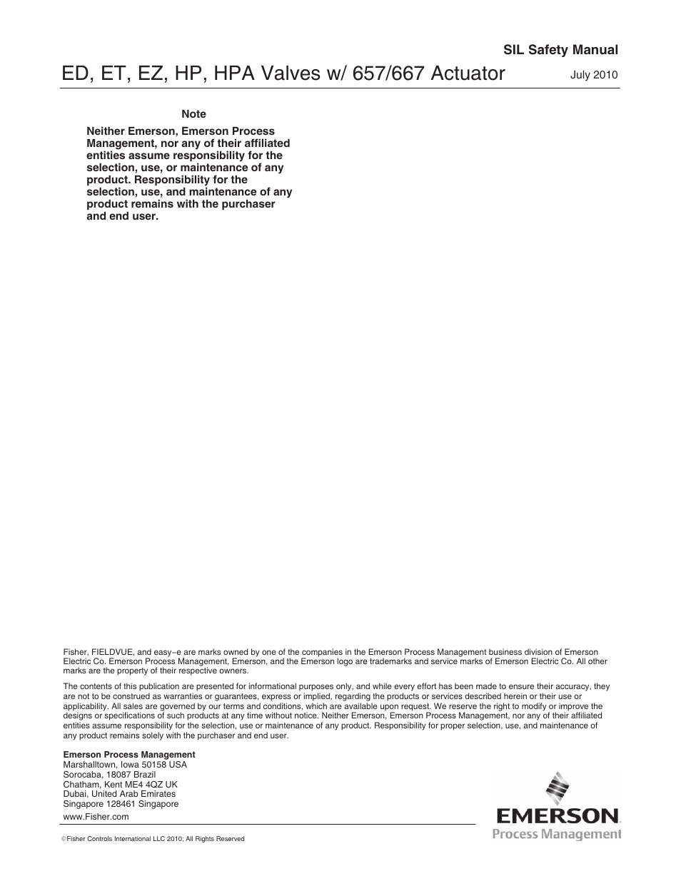 Sil safety manual | Fisher ET User Manual | Page 8 / 8