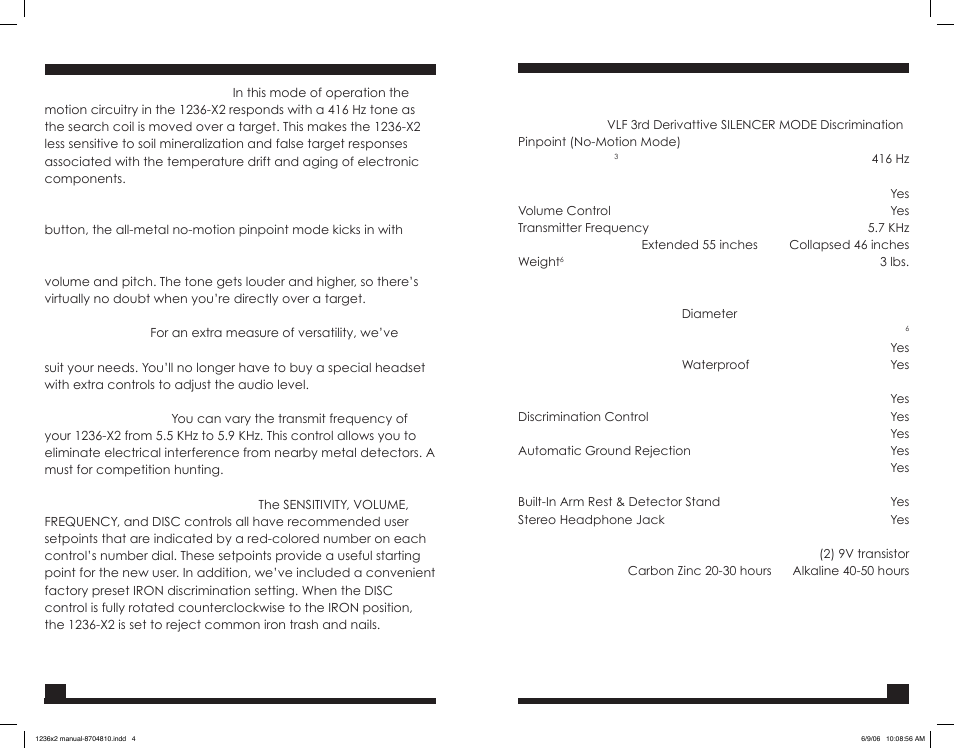Specifications | Fisher M-SCOPE 1236-X2 User Manual | Page 4 / 14