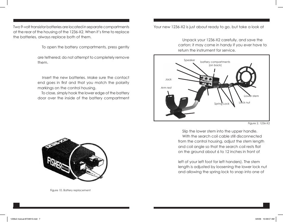Battery replacement, Setting up | Fisher M-SCOPE 1236-X2 User Manual | Page 7 / 14