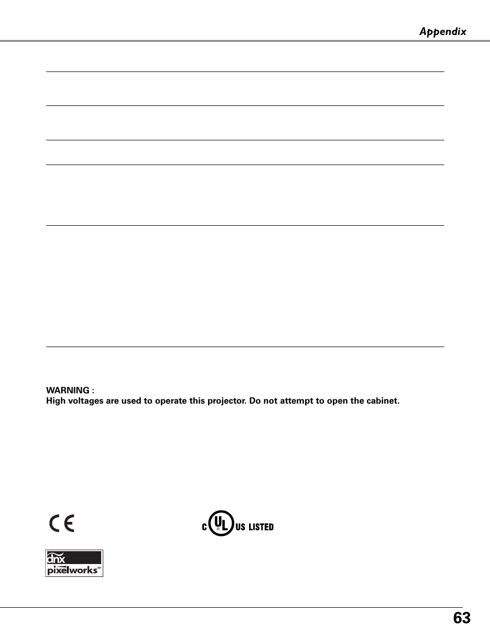 Appendix | Fisher PLC-XU87 User Manual | Page 63 / 73