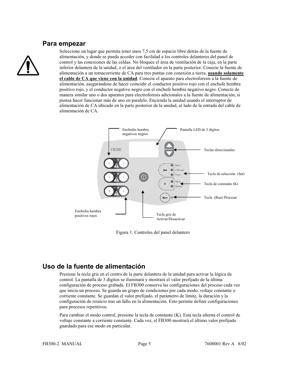 Para empezar, Uso de la fuente de alimentación | Fisher FB300-2 User Manual | Page 37 / 43