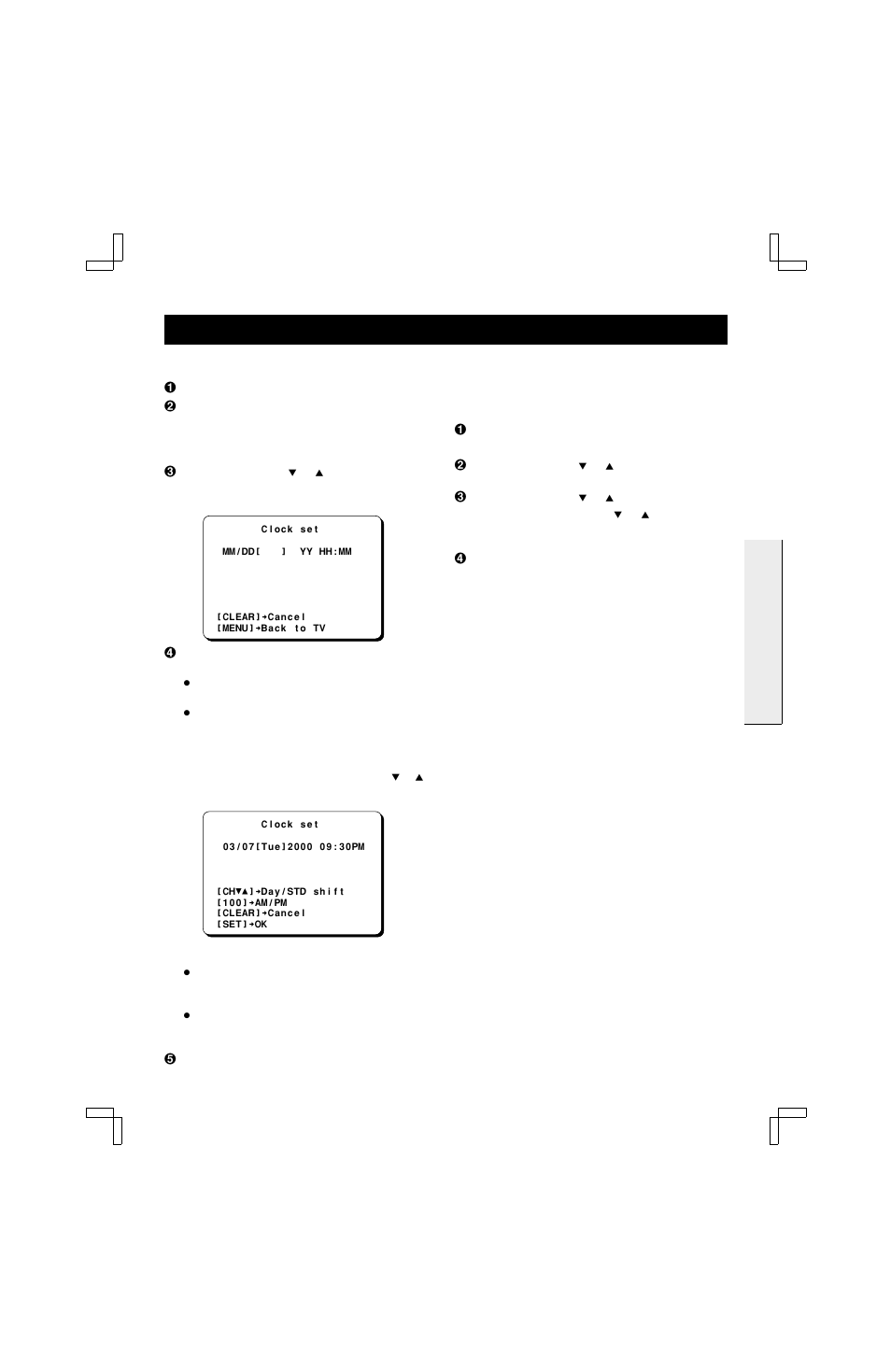 Setting the clock manual clock setting, Standard/daylight time adjustment | Fisher FVH-T619 User Manual | Page 21 / 42