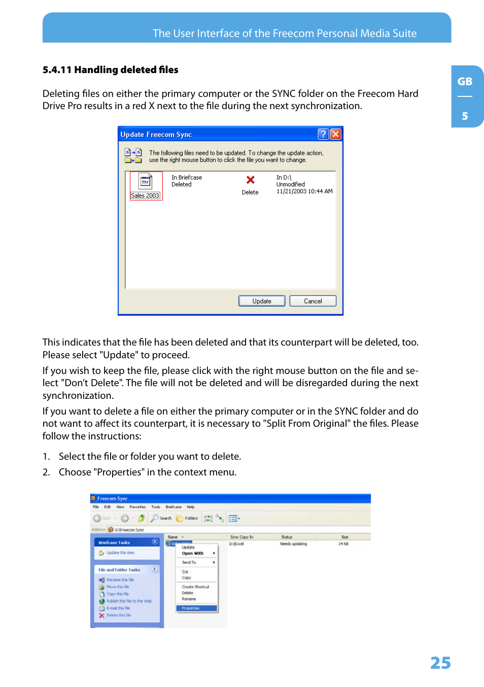 11 handling deleted files | Freecom Technologies 3.5 " / USB 2.0 / ESATA User Manual | Page 25 / 51