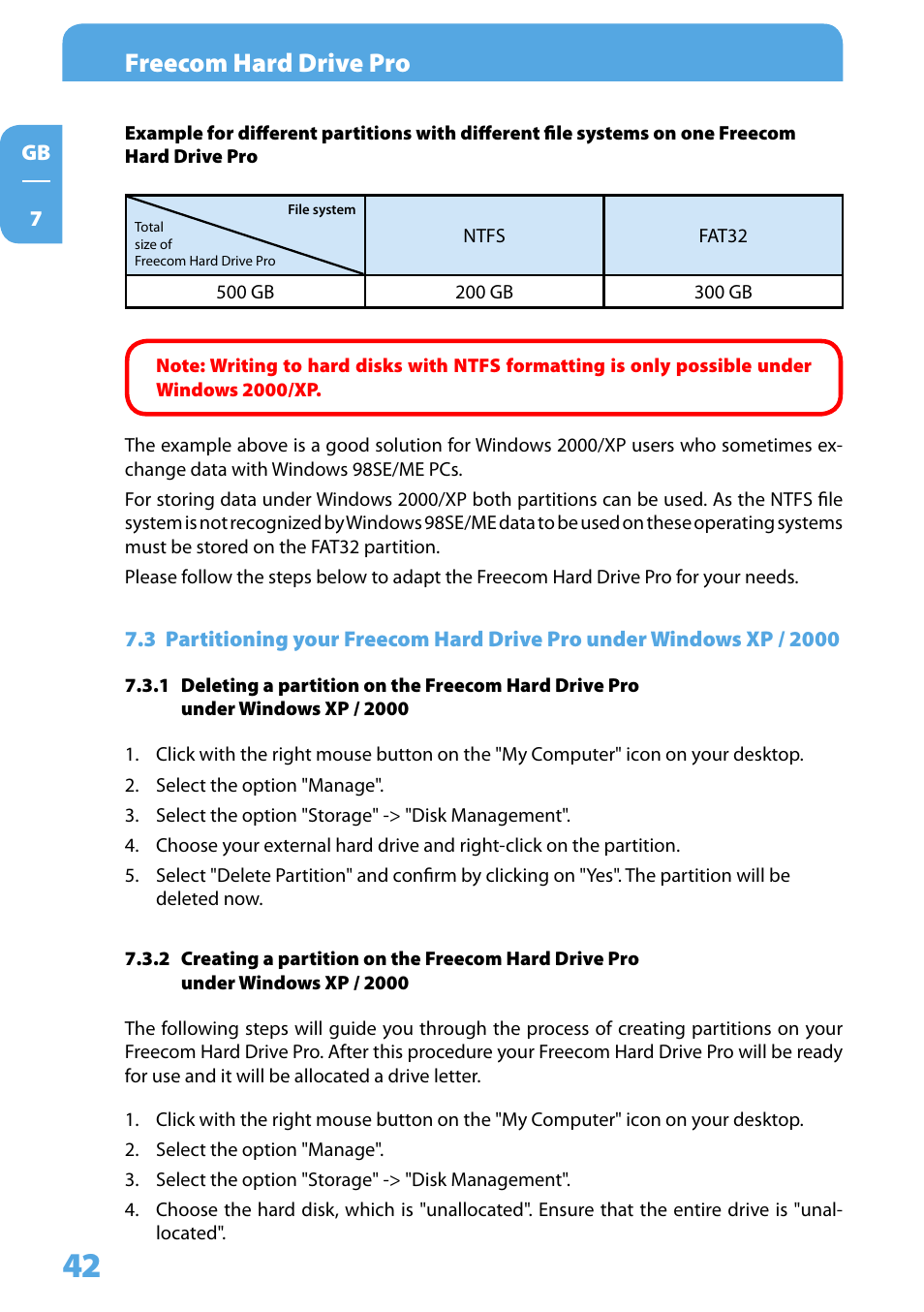 Freecom hard drive pro | Freecom Technologies 3.5 " / USB 2.0 / ESATA User Manual | Page 42 / 51