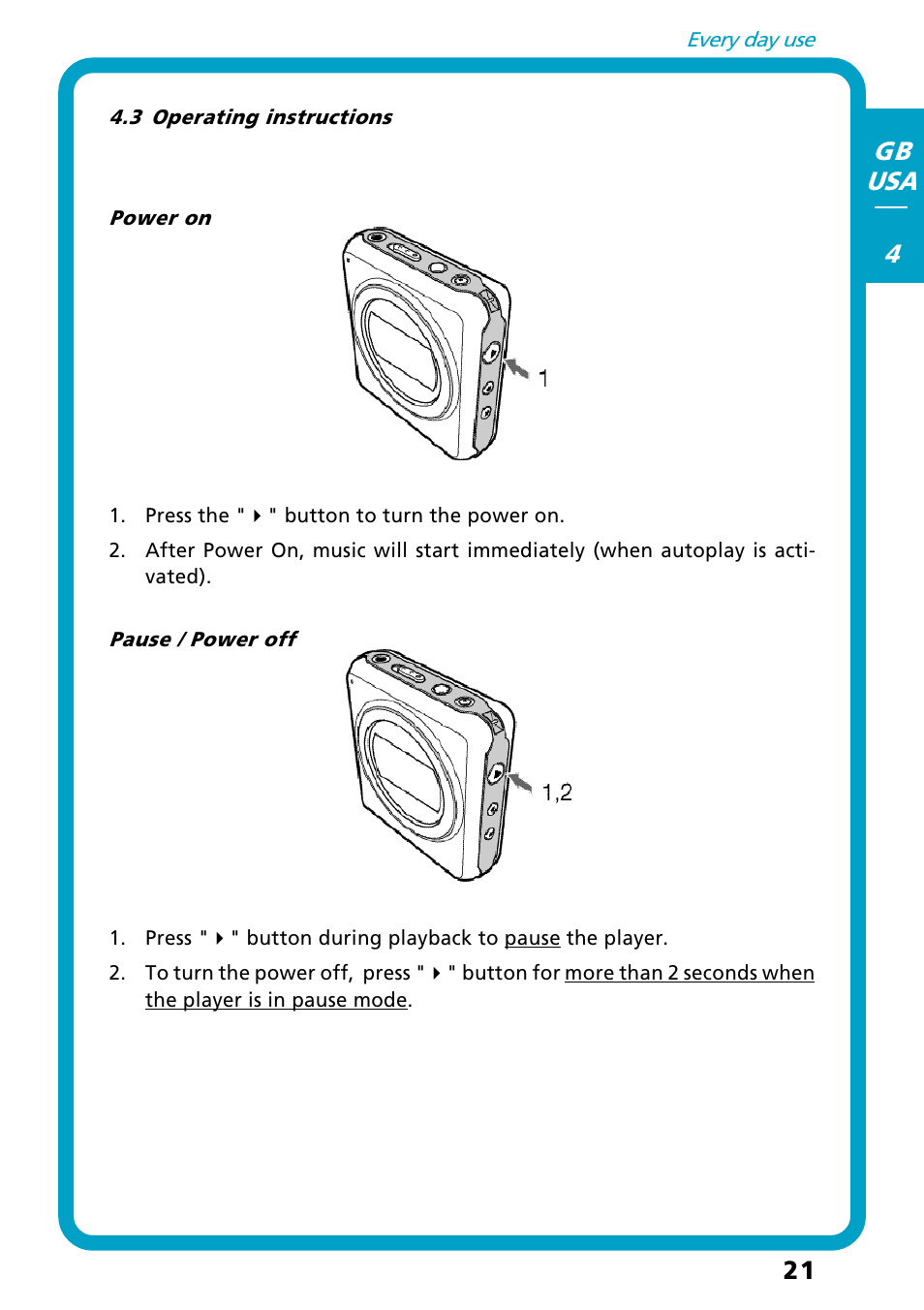 3 operating instructions | Freecom Technologies Flash MP3 User Manual | Page 21 / 32