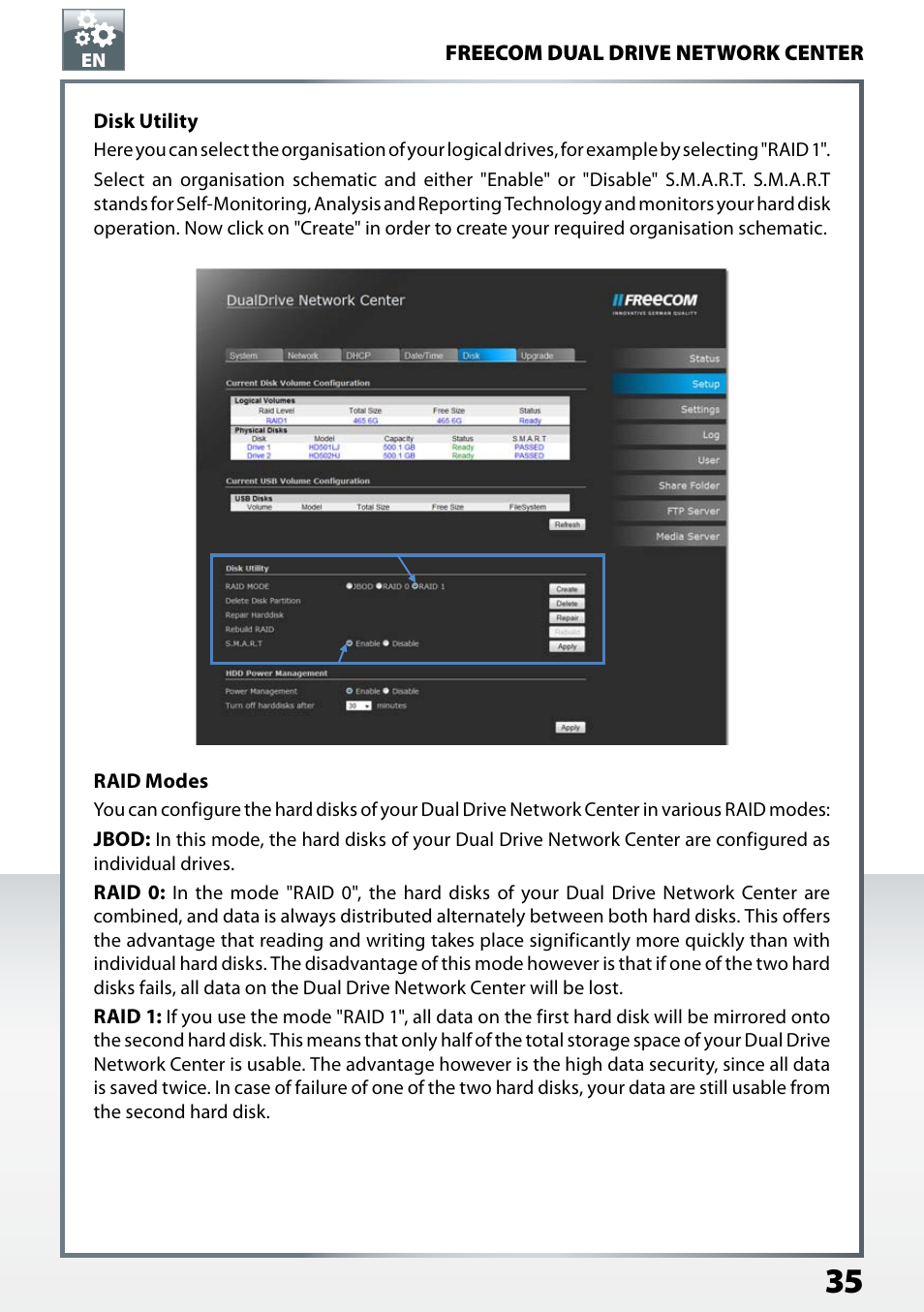 Freecom Technologies Dual Drive Network Center User Manual | Page 35 / 77