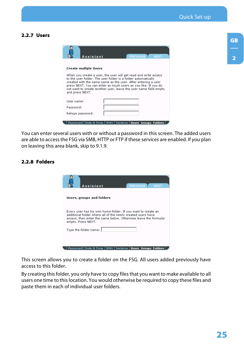 7 users, 8 folders | Freecom Technologies Storage Gateway NETWORK HARD DRIVE User Manual | Page 25 / 129