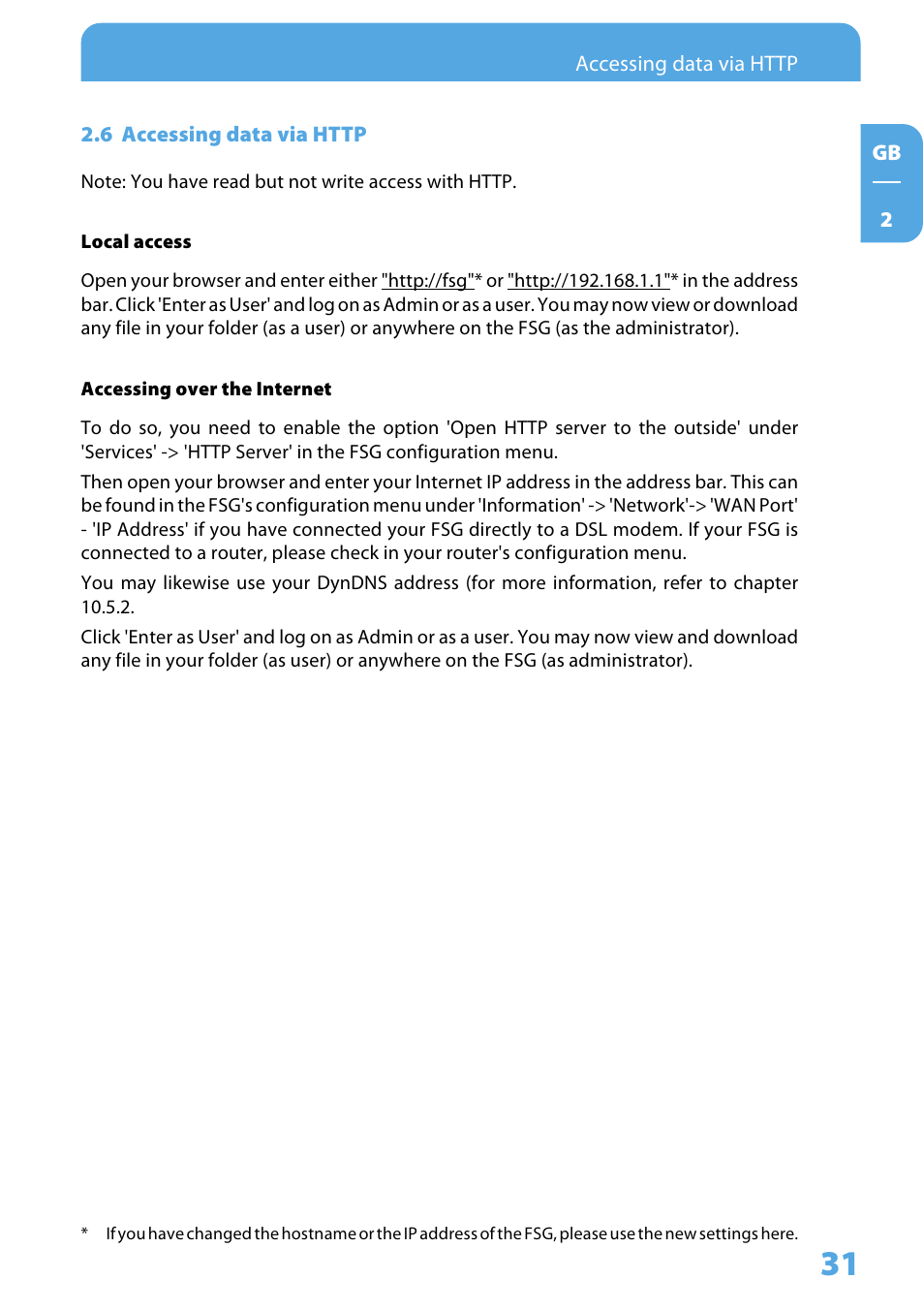 6 accessing data via http | Freecom Technologies Storage Gateway NETWORK HARD DRIVE User Manual | Page 31 / 129