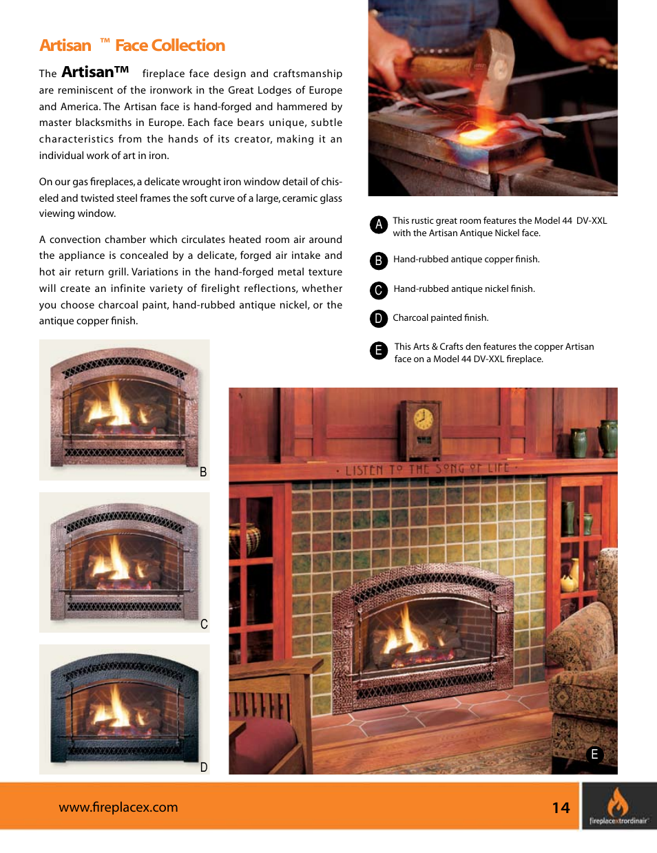 Artisan, Face collection | FireplaceXtrordinair 564 SS (Space Saver) User Manual | Page 15 / 36