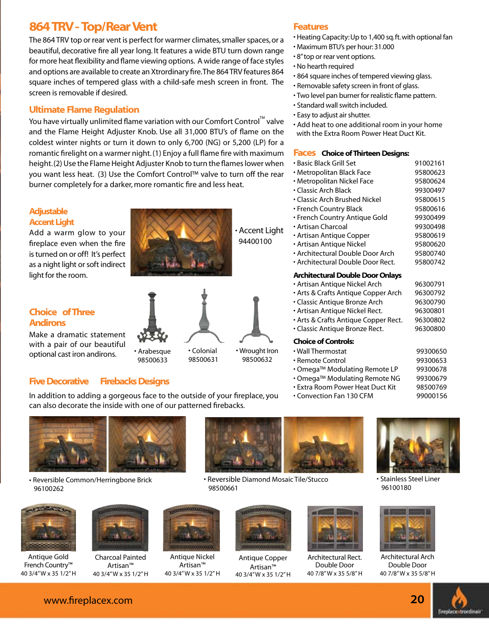 864 trv - top/rear vent | FireplaceXtrordinair 564 SS (Space Saver) User Manual | Page 21 / 36