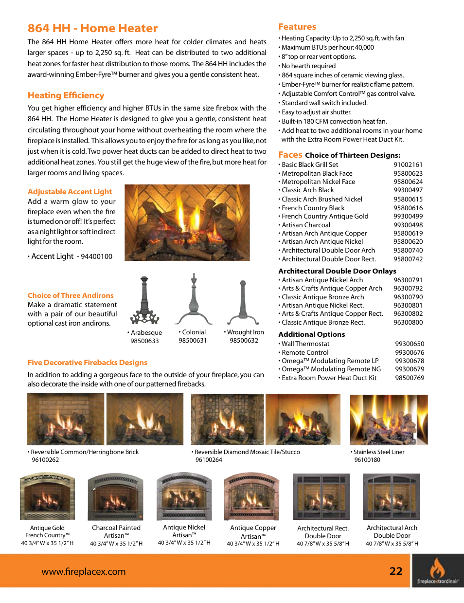 864 hh - home heater | FireplaceXtrordinair 564 SS (Space Saver) User Manual | Page 23 / 36