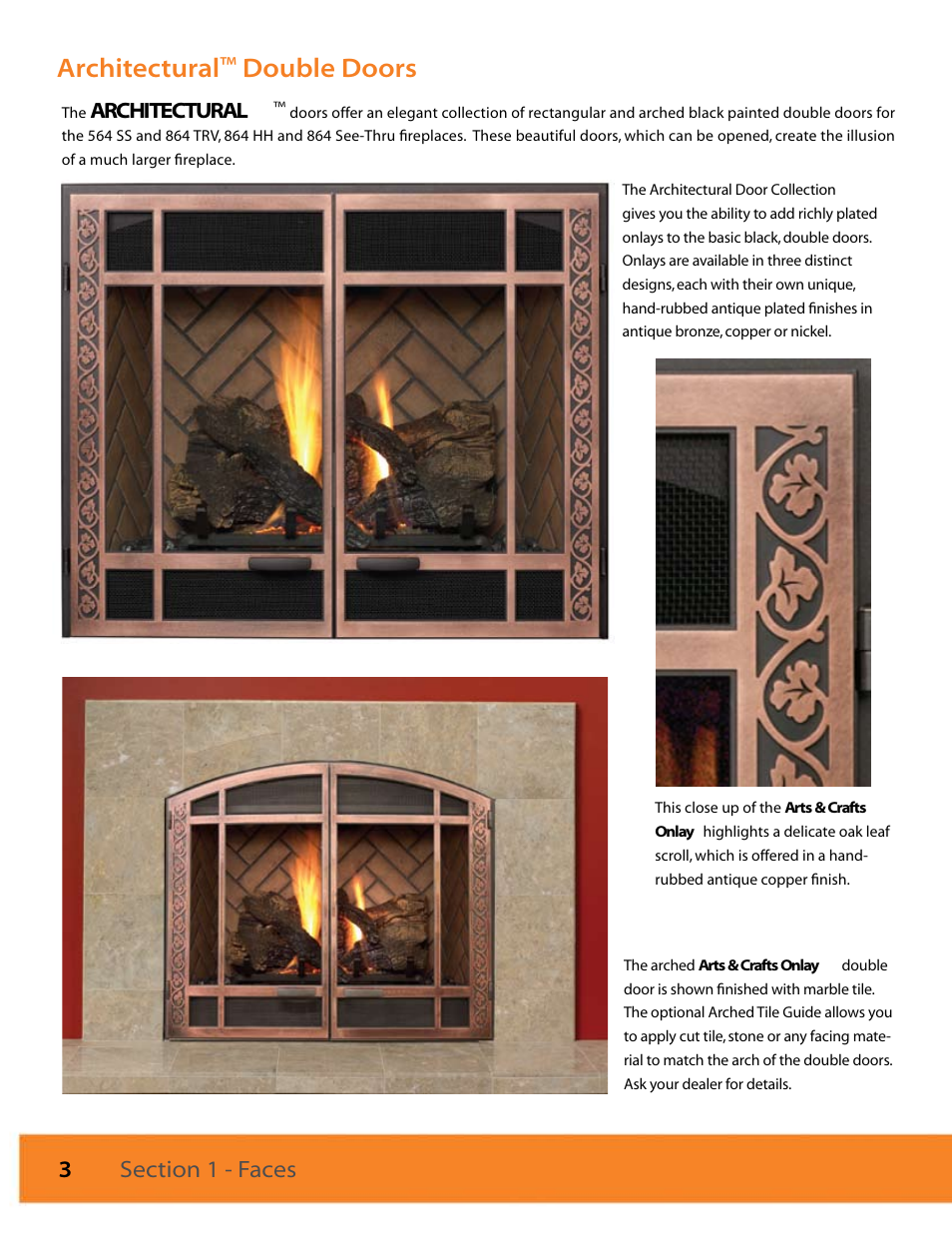 Double doors, Architectural | FireplaceXtrordinair 564 SS (Space Saver) User Manual | Page 4 / 36