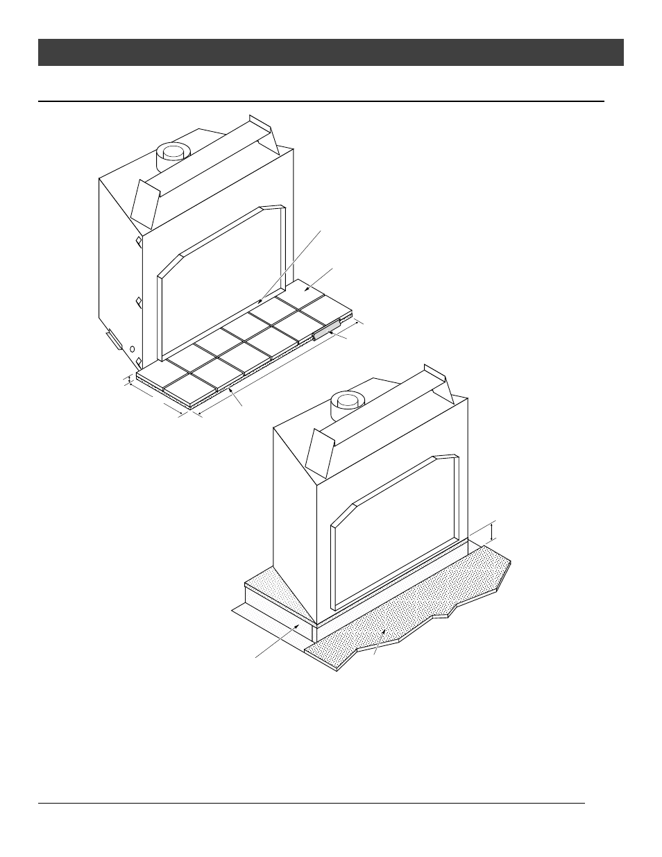 Installation, Hearth requirements, Floor mounted fireplaces raised fireplaces | FireplaceXtrordinair 44 DV XXL EF User Manual | Page 22 / 56