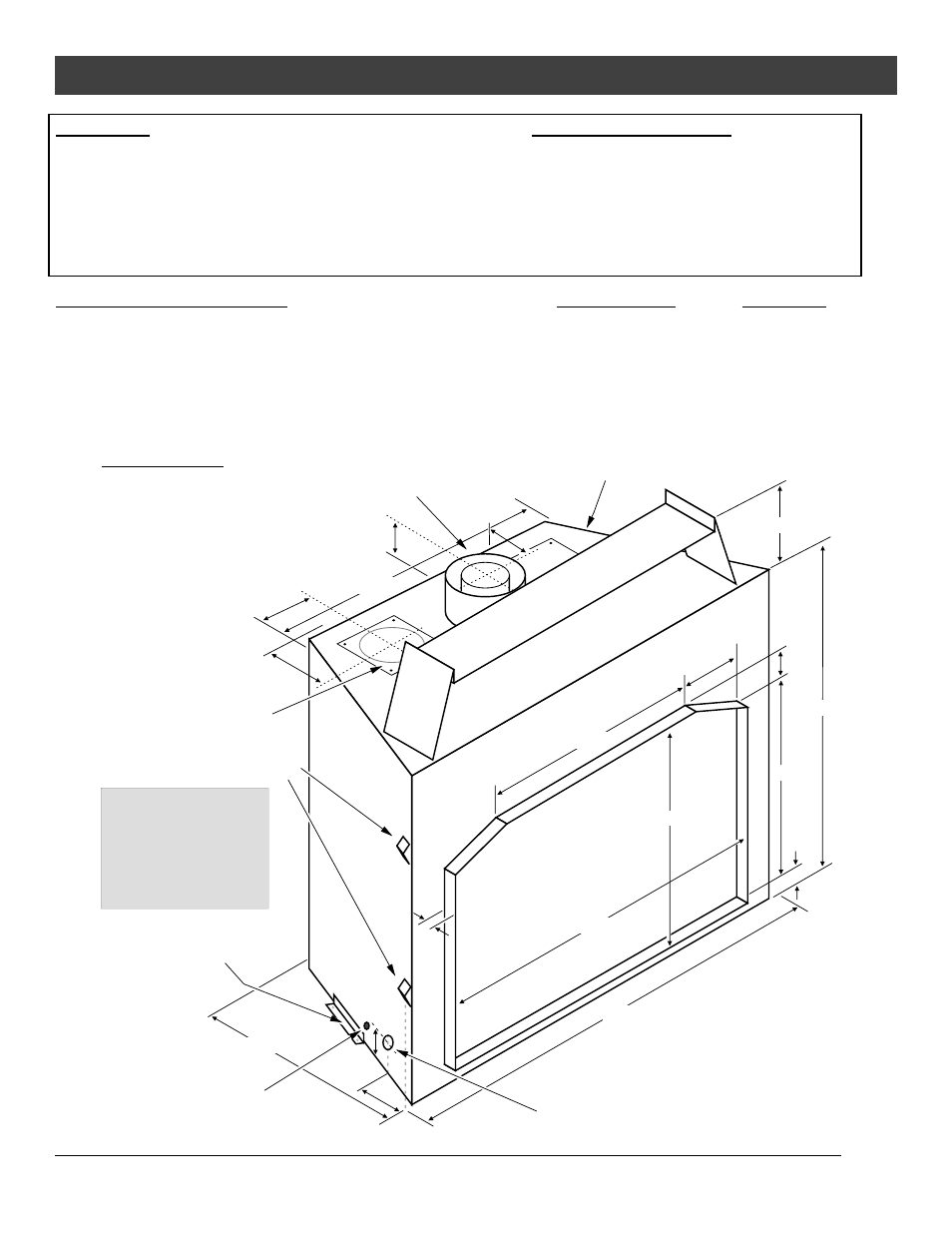 Features and specifications, Dimensions, Installation options | Heating specifications: natural gas propane | FireplaceXtrordinair 44 DV XXL EF User Manual | Page 6 / 56