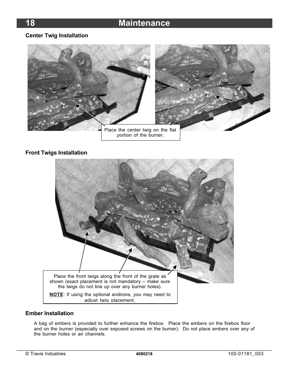 18 maintenance | FireplaceXtrordinair 864 HH User Manual | Page 18 / 26