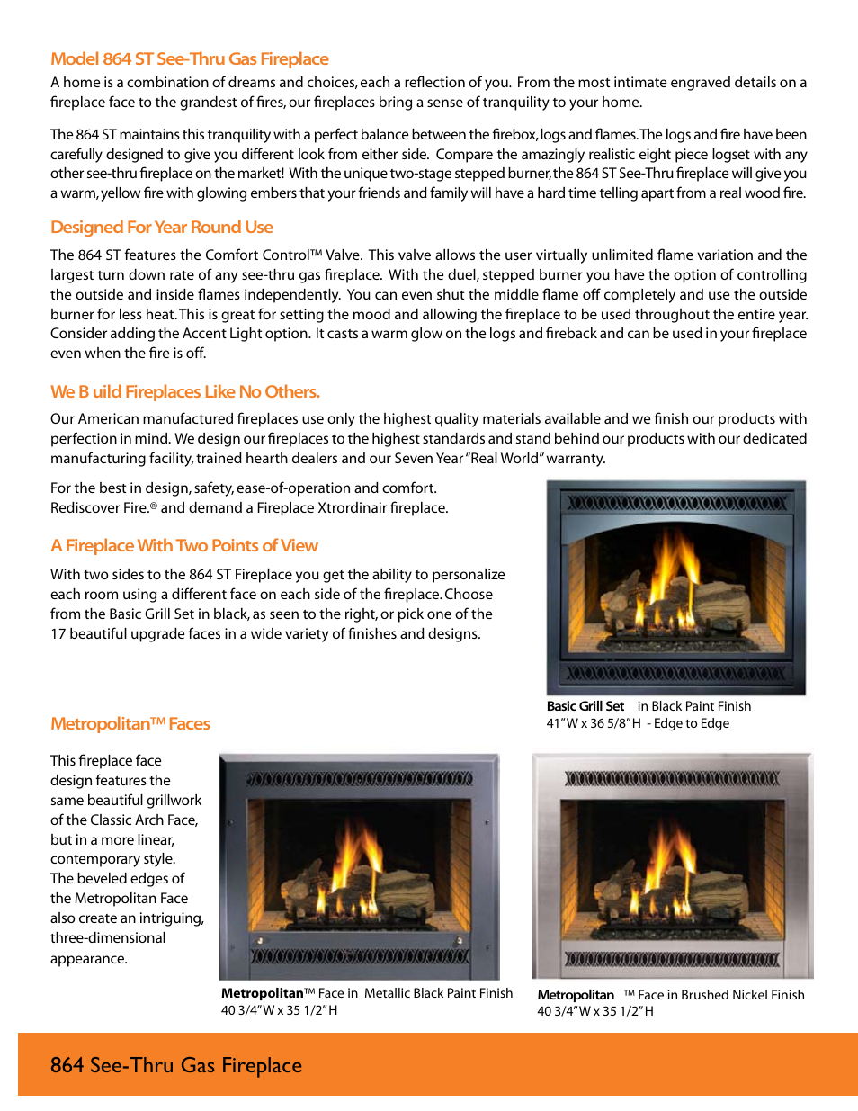864 see-thru gas fireplace | FireplaceXtrordinair 864 See-Thru User Manual | Page 2 / 8
